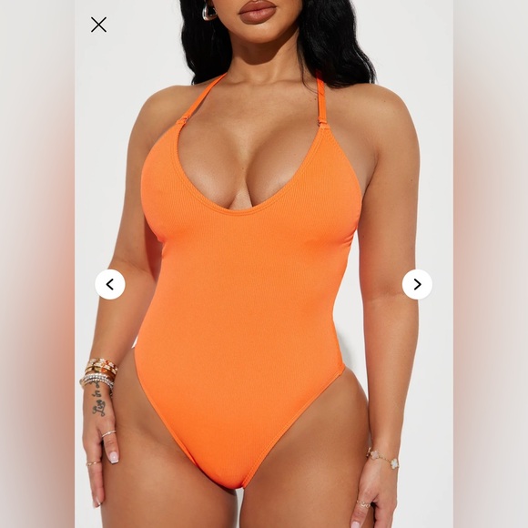 Fashion Nova Orange One Piece Swimsuit - Picture 1 of 2